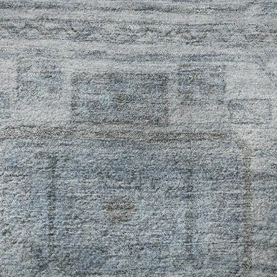 8' Blue And Gray Geometric Washable Round Rug With UV Protection Photo 9