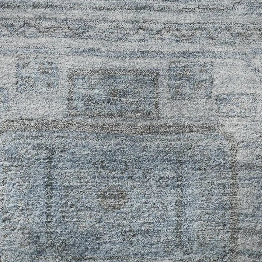 8' Blue And Gray Geometric Washable Round Rug With UV Protection Photo 9