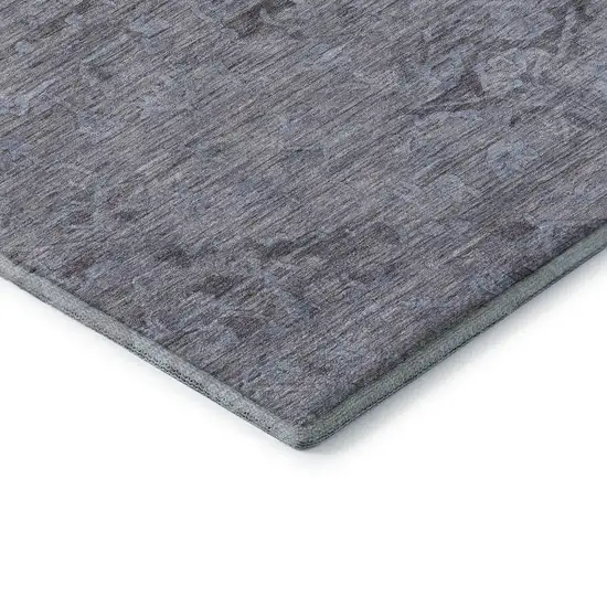 8' Blue And Gray Medallion Washable Round Rug With UV Protection Photo 6