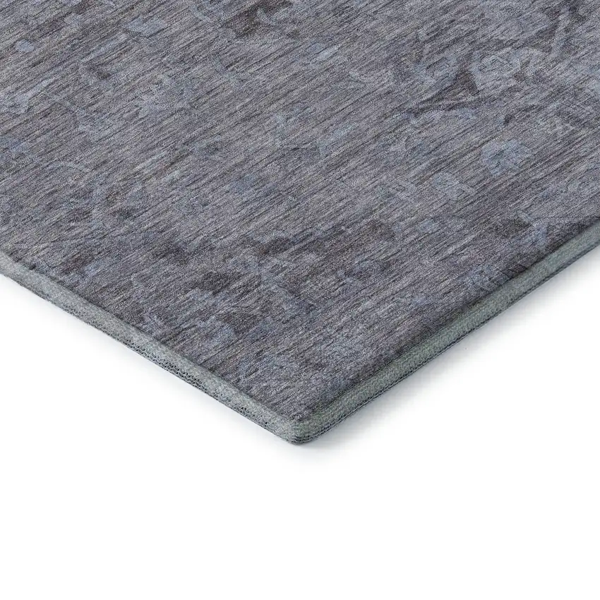 8' Blue And Gray Medallion Washable Round Rug With UV Protection Photo 6