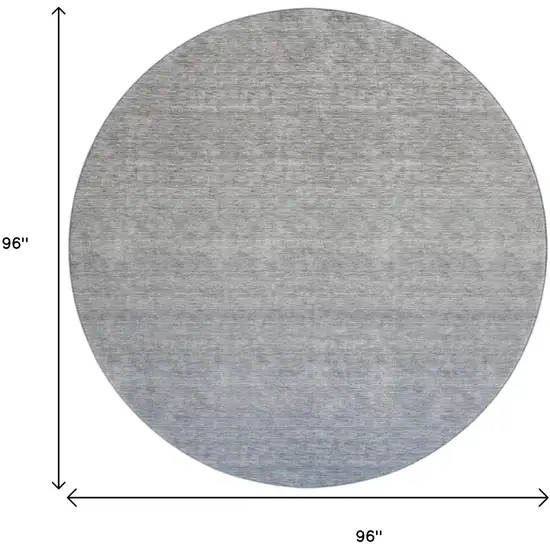 8' Blue And Gray Ombre Washable Round Rug With UV Protection Photo 3