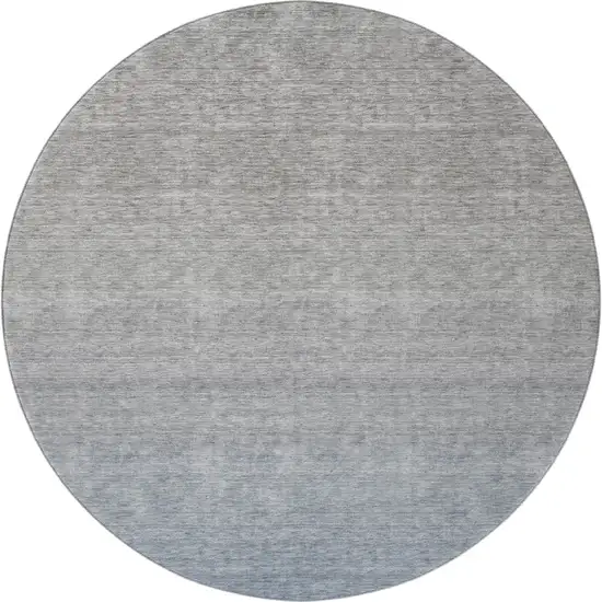 8' Blue And Gray Ombre Washable Round Rug With UV Protection Photo 4