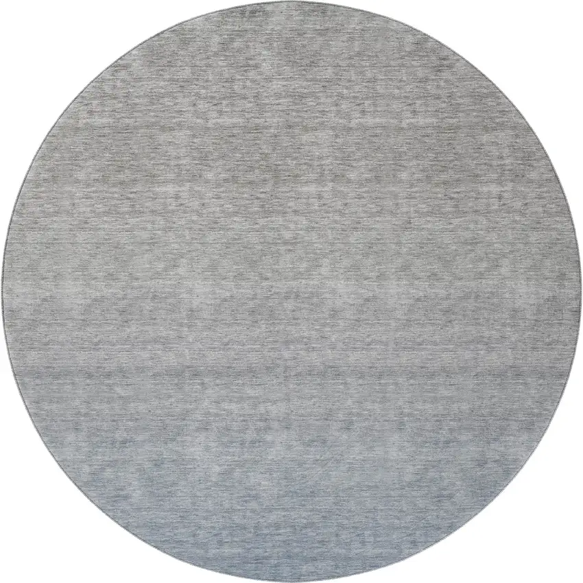 8' Blue And Gray Ombre Washable Round Rug With UV Protection Photo 4