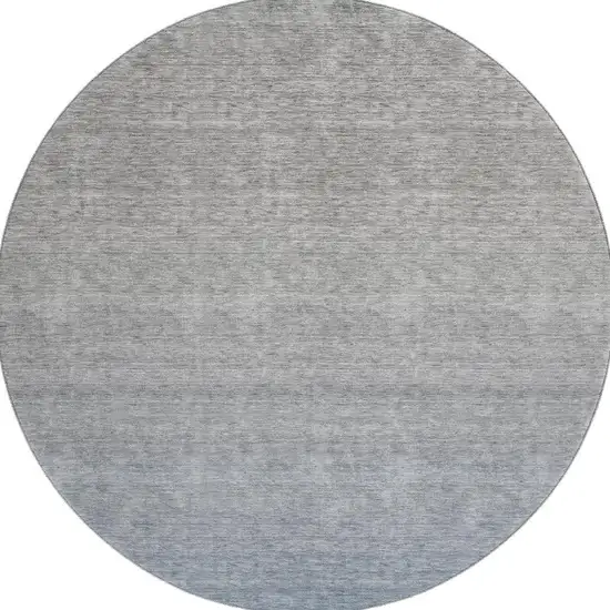 8' Blue And Gray Ombre Washable Round Rug With UV Protection Photo 3