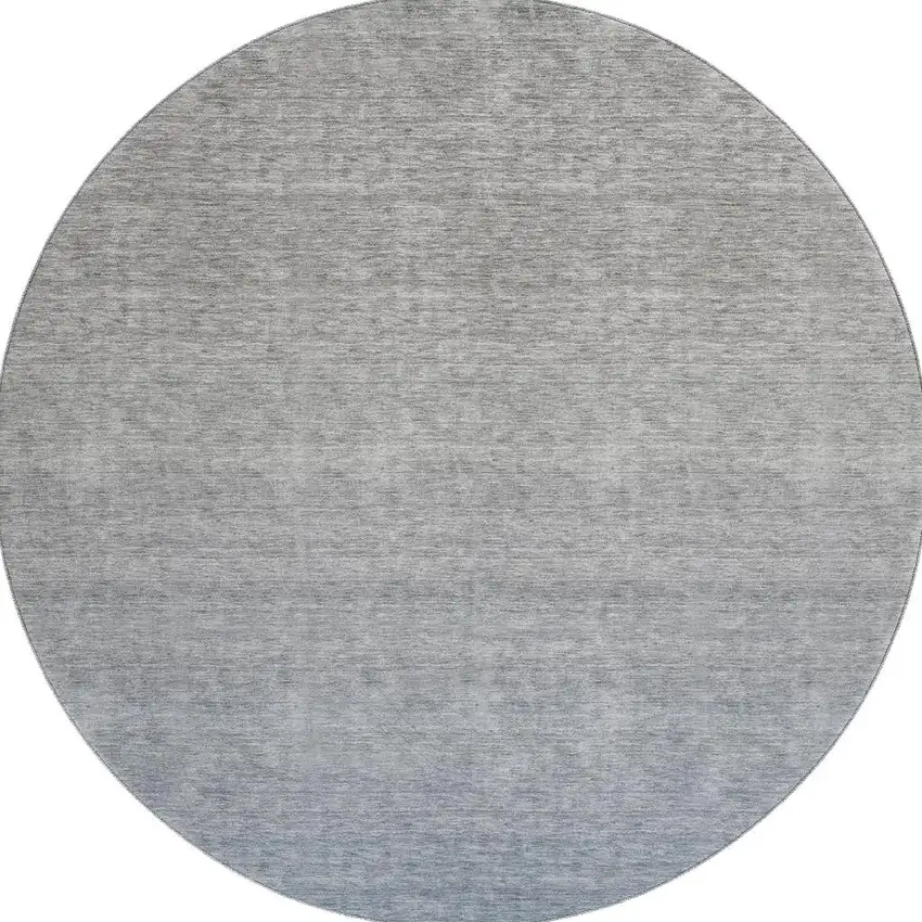 8' Blue And Gray Ombre Washable Round Rug With UV Protection Photo 3