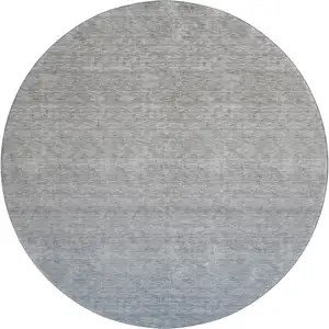 Photo of 8' Blue And Gray Ombre Washable Round Rug With UV Protection