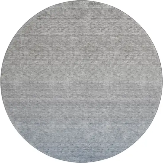 8' Blue And Gray Ombre Washable Round Rug With UV Protection Photo 1