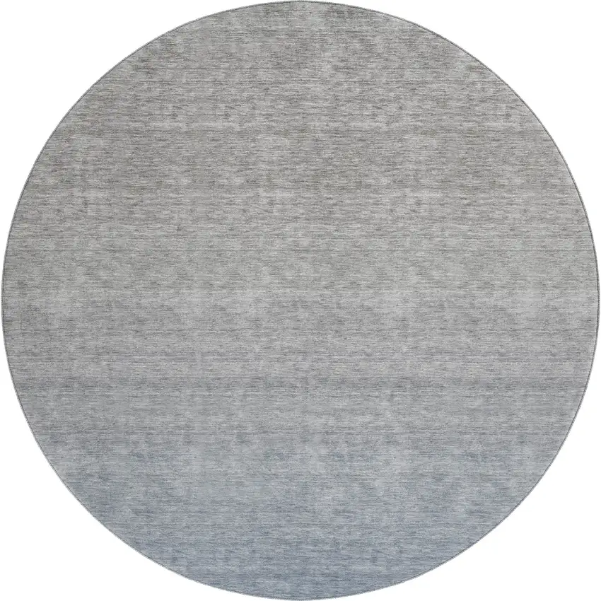 8' Blue And Gray Ombre Washable Round Rug With UV Protection Photo 1