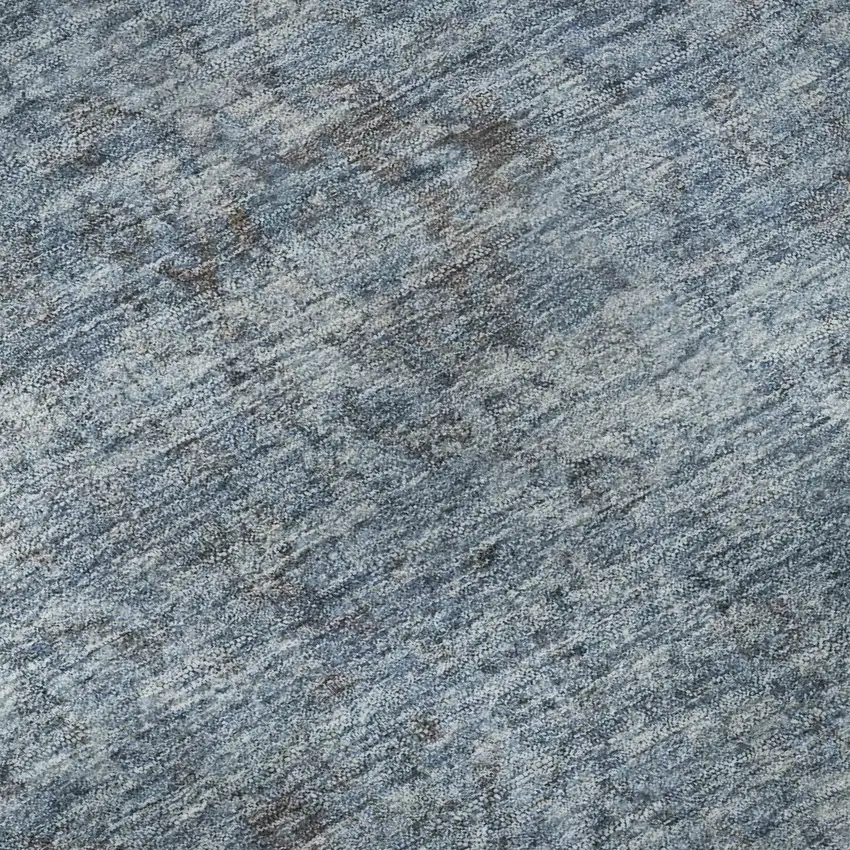 8' Blue And Gray Oriental Washable Round Rug With UV Protection Photo 8