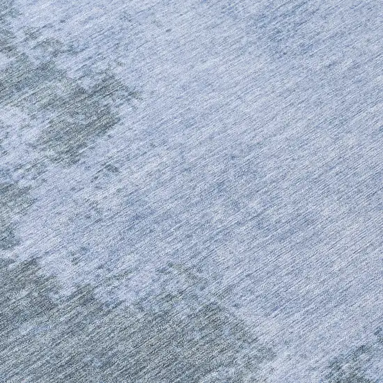 8' Blue And Gray Round Abstract Washable Indoor Outdoor Area Rug Photo 9