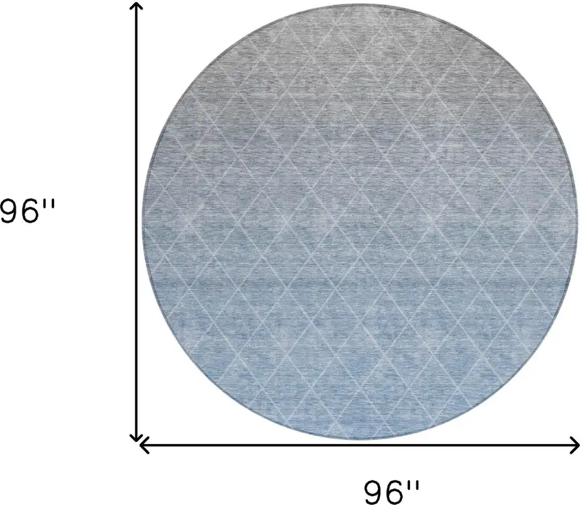 8' Blue And Gray Round Geometric Washable Indoor Outdoor Area Rug Photo 5