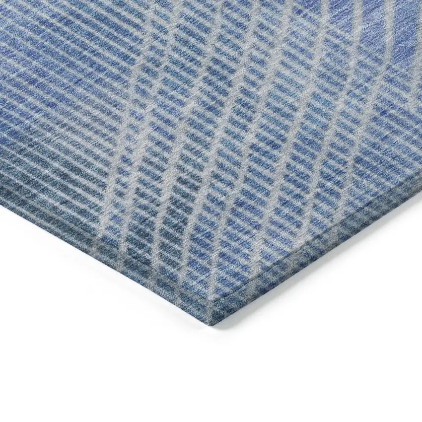 8' Blue And Gray Round Geometric Washable Indoor Outdoor Area Rug Photo 7