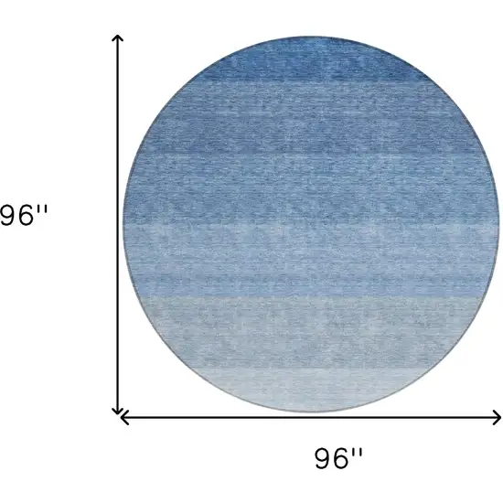 8' Blue And Gray Round Ombre Washable Indoor Outdoor Area Rug Photo 3