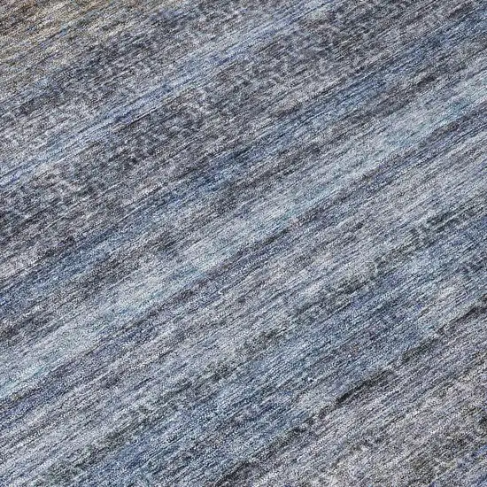 8' Blue And Gray Round Striped Washable Indoor Outdoor Area Rug Photo 8