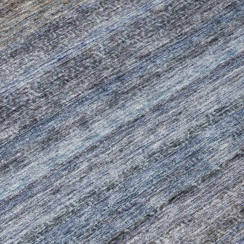 8' Blue And Gray Round Striped Washable Indoor Outdoor Area Rug Photo 8