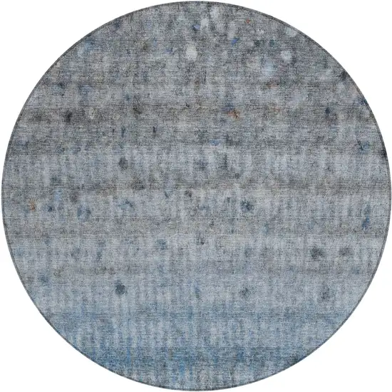 8' Blue And Gray Round Striped Washable Indoor Outdoor Area Rug Photo 2