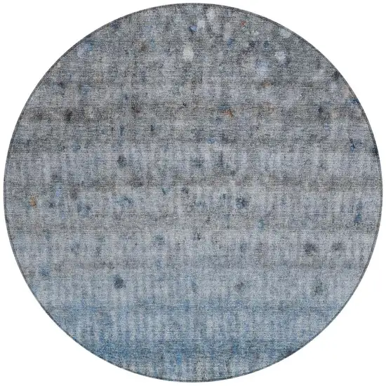 8' Blue And Gray Round Striped Washable Indoor Outdoor Area Rug Photo 4