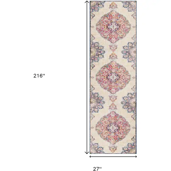 18' Blue And Gray Southwestern Runner Rug Photo 3