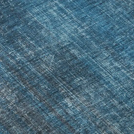 8' Blue And Gray Striped Washable Round Rug With UV Protection Photo 9