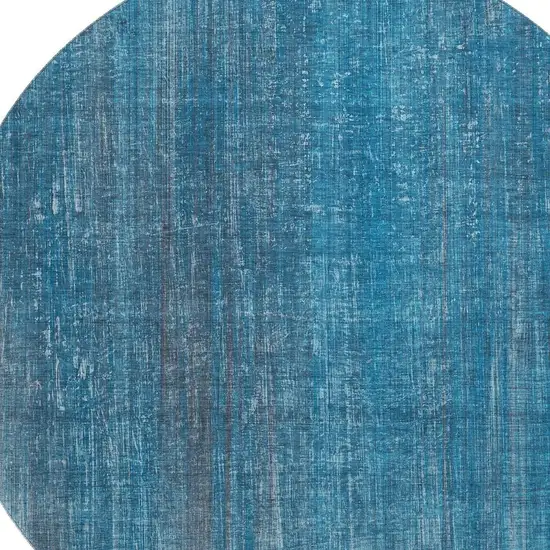 8' Blue And Gray Striped Washable Round Rug With UV Protection Photo 4