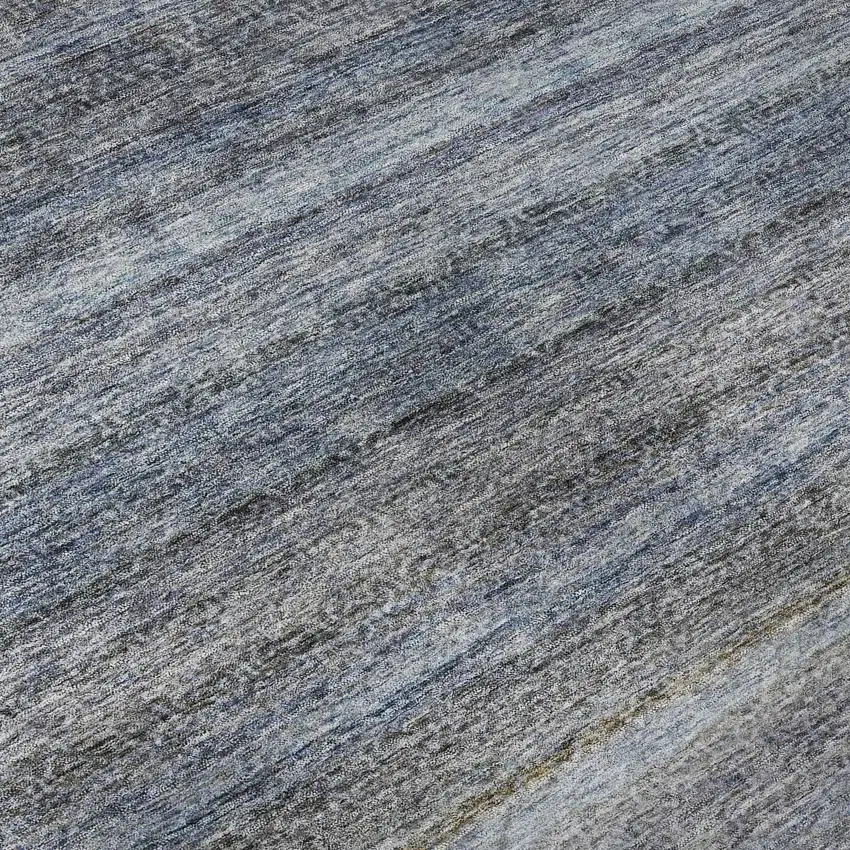 8' Blue And Gray Striped Washable Round Rug With UV Protection Photo 8