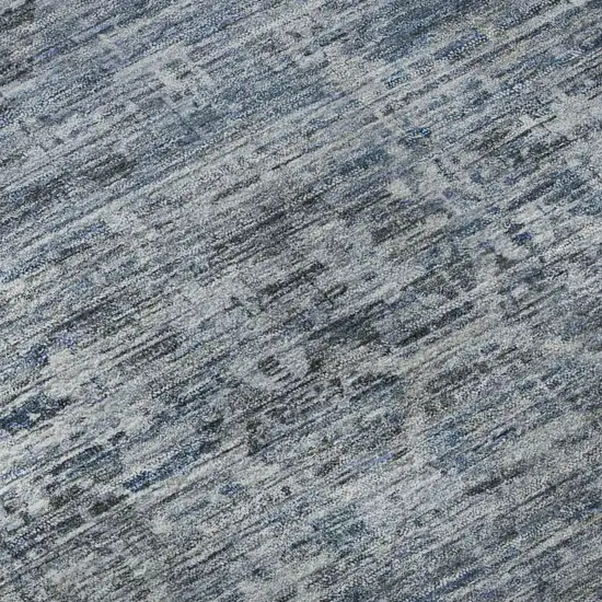 8' Blue And Gray Striped Washable Round Rug With UV Protection Photo 8