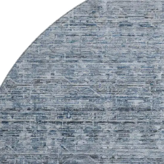 8' Blue And Gray Striped Washable Round Rug With UV Protection Photo 2