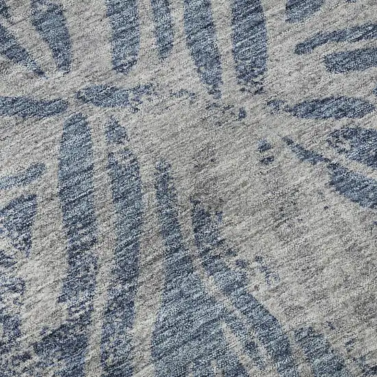 8' Blue And Gray Zebra Print Washable Round Rug With UV Protection Photo 9