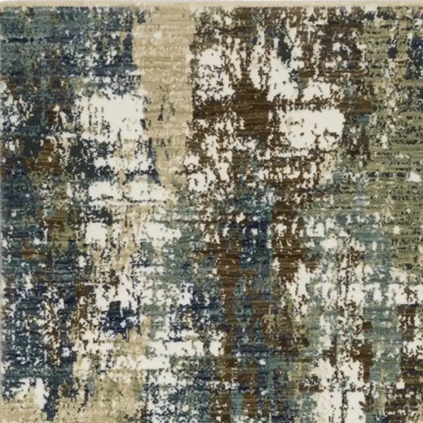 8' Blue And Green Abstract Runner Rug Photo 5