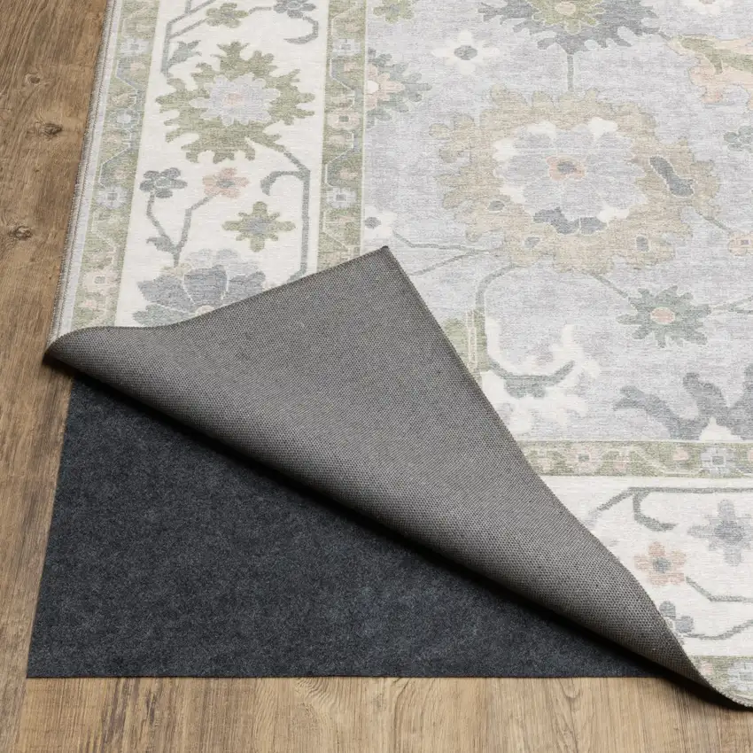7' Blue And Green Oriental Washable Runner Rug Photo 6