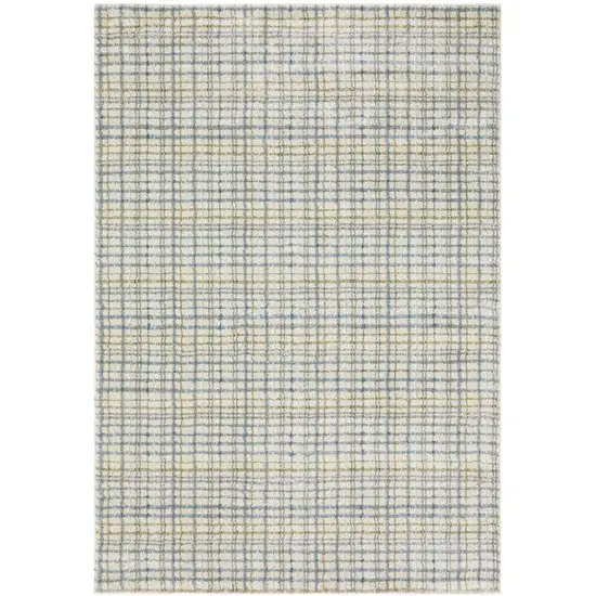 7' Blue And Green Plaid Runner Rug Photo 2