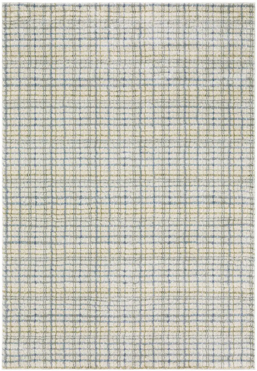 7' Blue And Green Plaid Runner Rug Photo 2