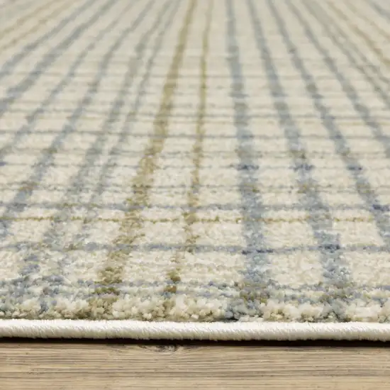 7' Blue And Green Plaid Runner Rug Photo 7