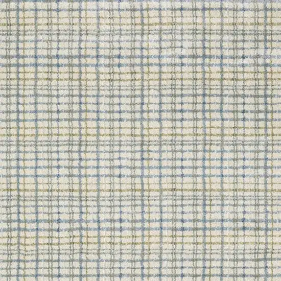 7' Blue And Green Plaid Runner Rug Photo 3