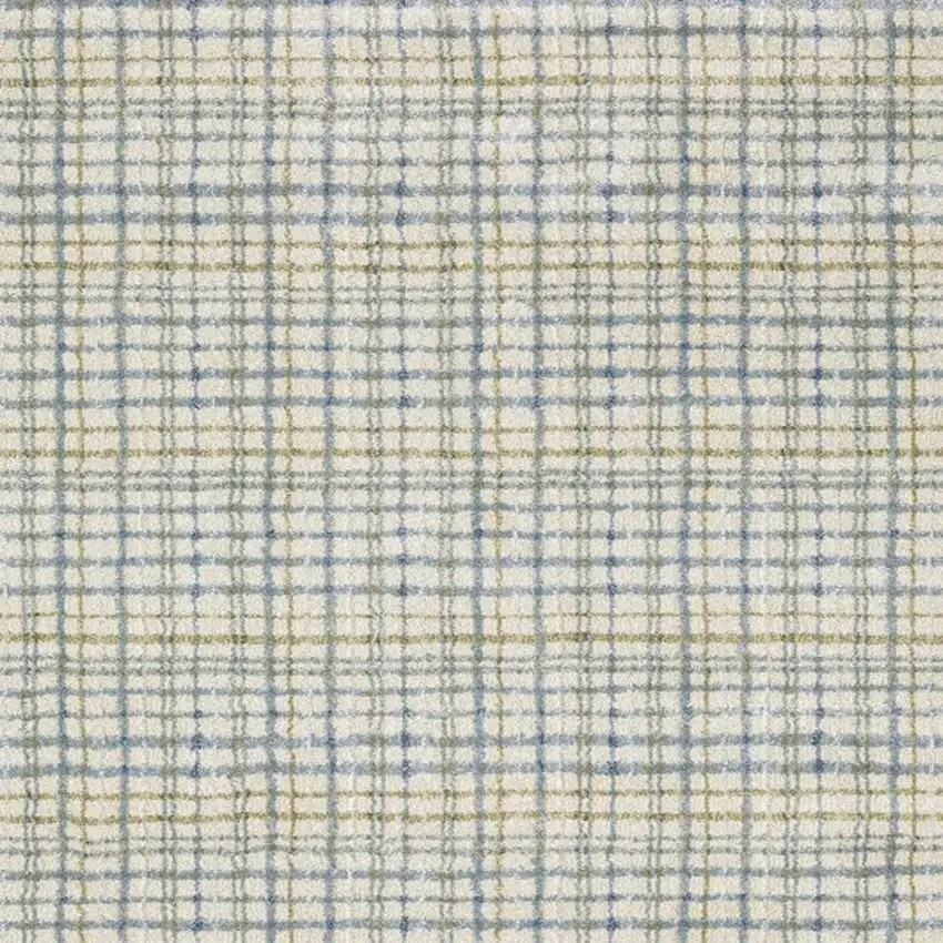 7' Blue And Green Plaid Runner Rug Photo 3