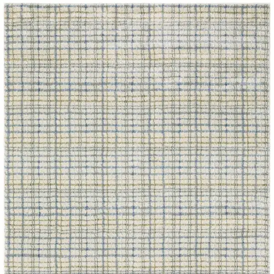 7' Blue And Green Plaid Runner Rug Photo 4