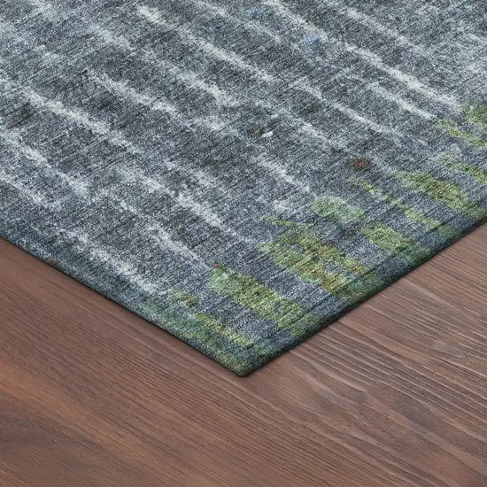 8' Blue And Green Round Abstract Washable Indoor Outdoor Area Rug Photo 8