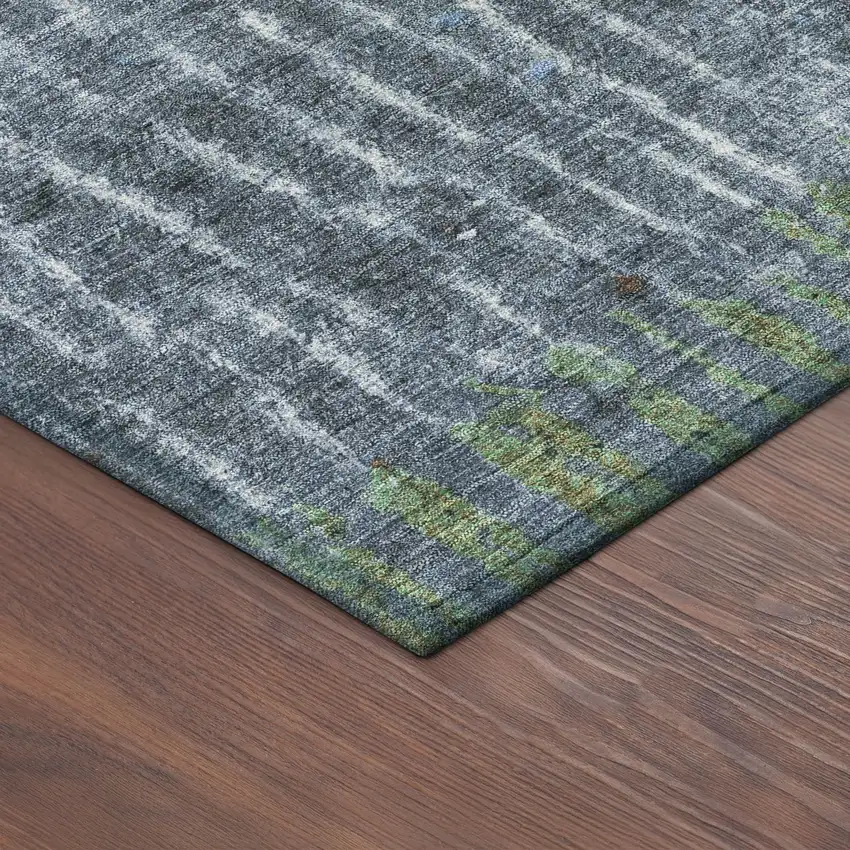 8' Blue And Green Round Abstract Washable Indoor Outdoor Area Rug Photo 8