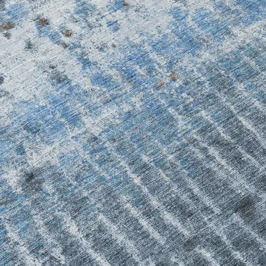 8' Blue And Green Round Abstract Washable Indoor Outdoor Area Rug Photo 9