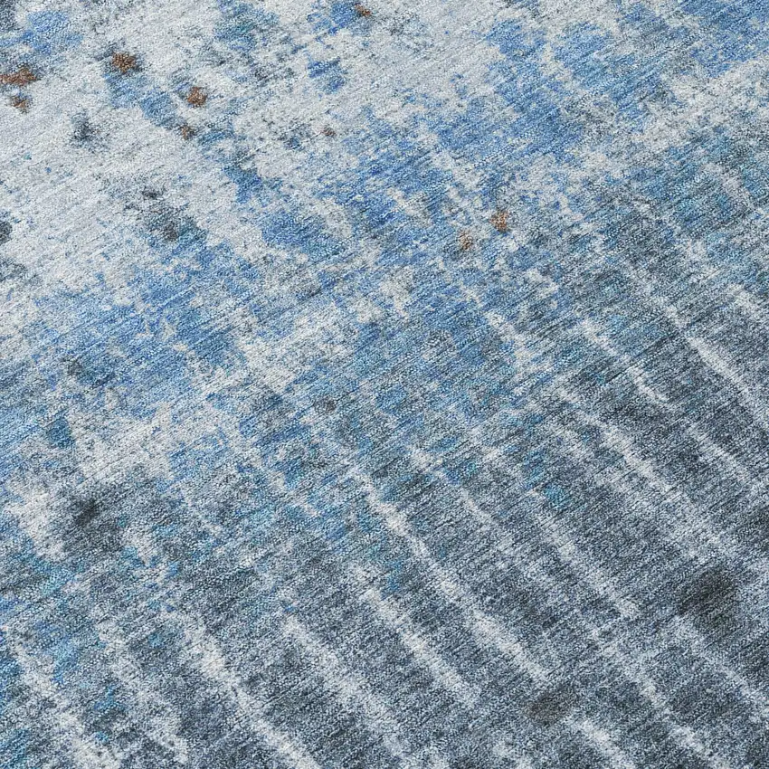 8' Blue And Green Round Abstract Washable Indoor Outdoor Area Rug Photo 9