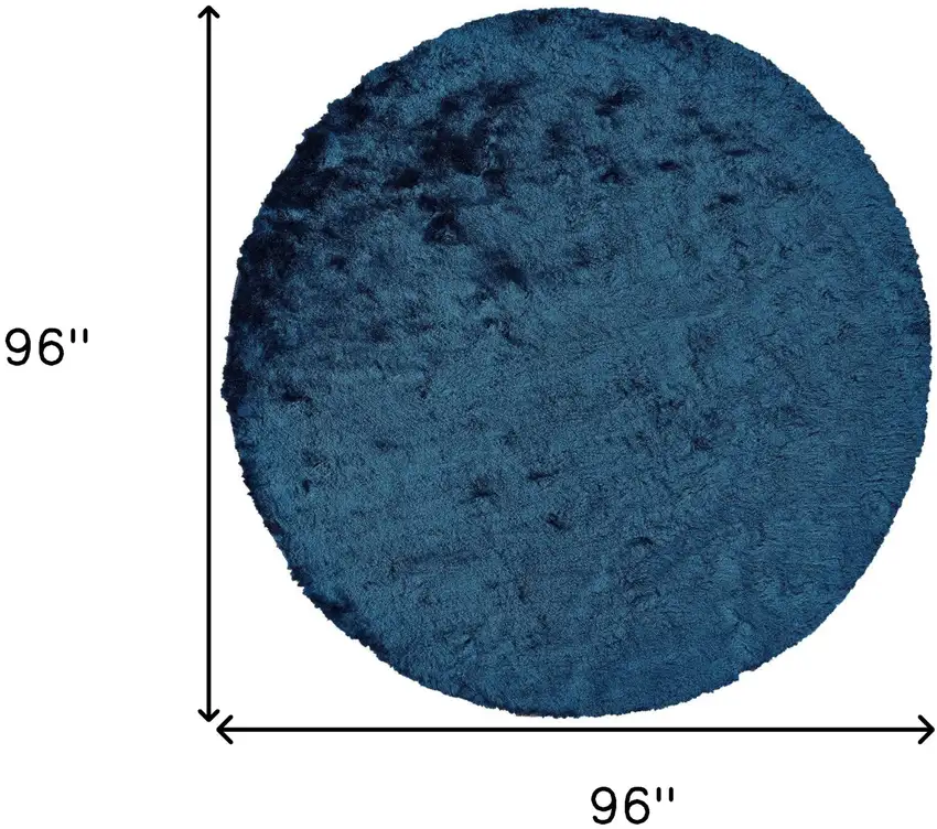 8' Blue And Green Round Shag Tufted Handmade Area Rug Photo 6