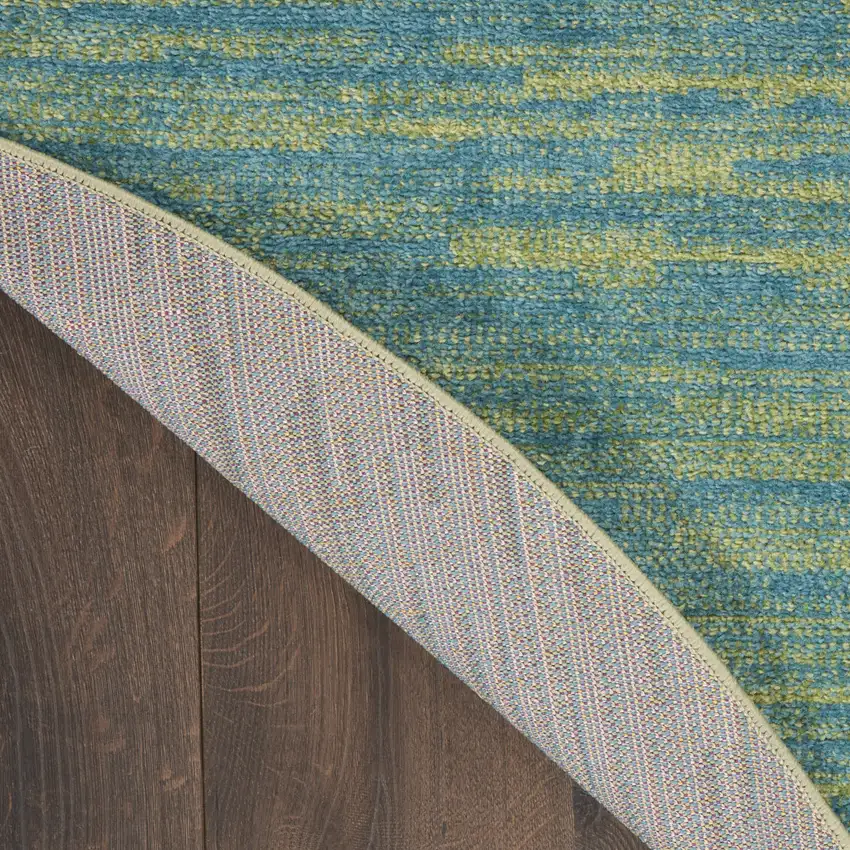 4' Blue And Green Round Indoor Outdoor Area Rug Photo 6