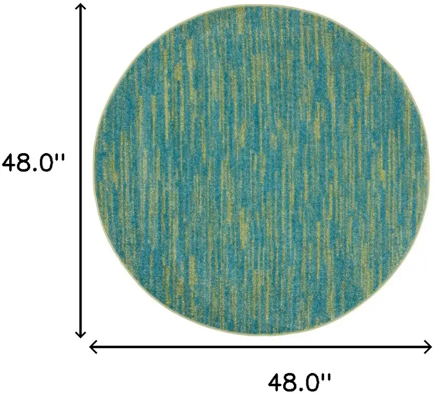 4' Blue And Green Round Striped Non Skid Indoor Outdoor Area Rug Photo 6