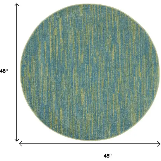 4' Blue And Green Round Indoor Outdoor Area Rug Photo 9