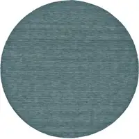 Photo of 8' Blue And Green Round Wool Hand Woven Stain Resistant Area Rug