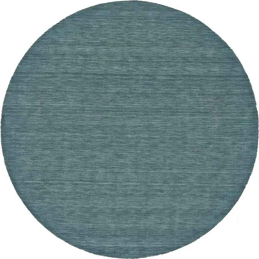 8' Blue And Green Round Wool Hand Woven Stain Resistant Area Rug Photo 1