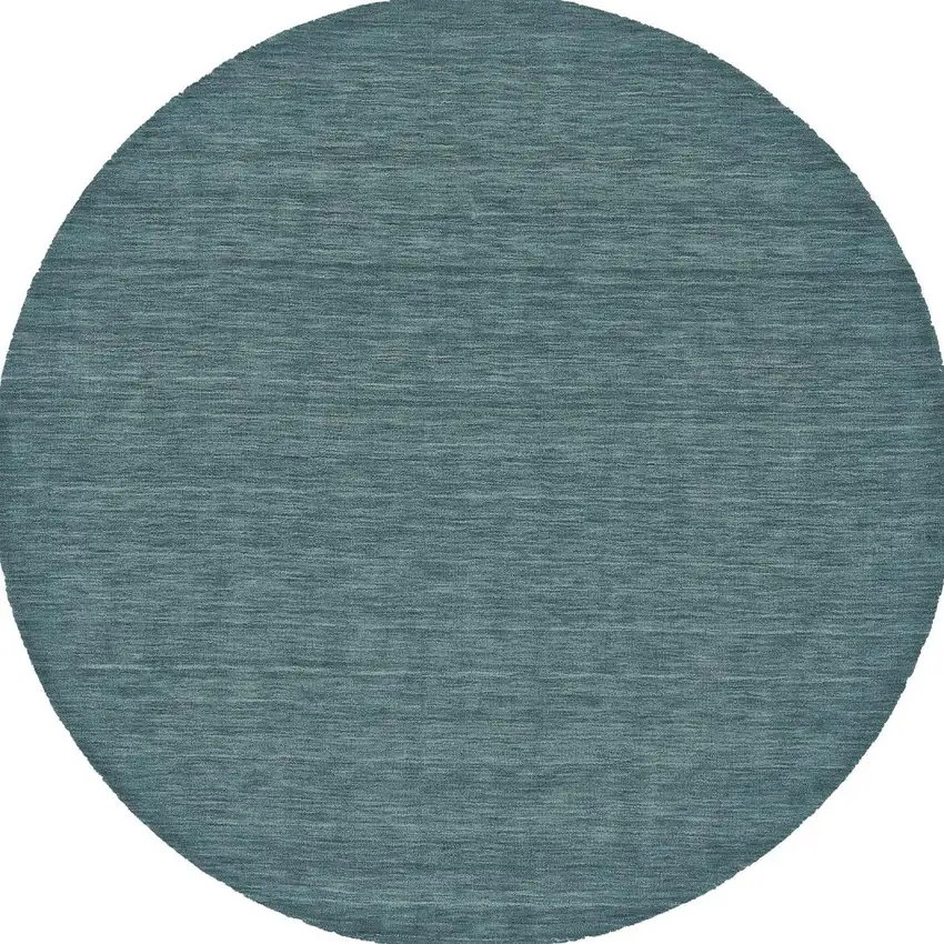 8' Blue And Green Round Wool Hand Woven Stain Resistant Area Rug Photo 4