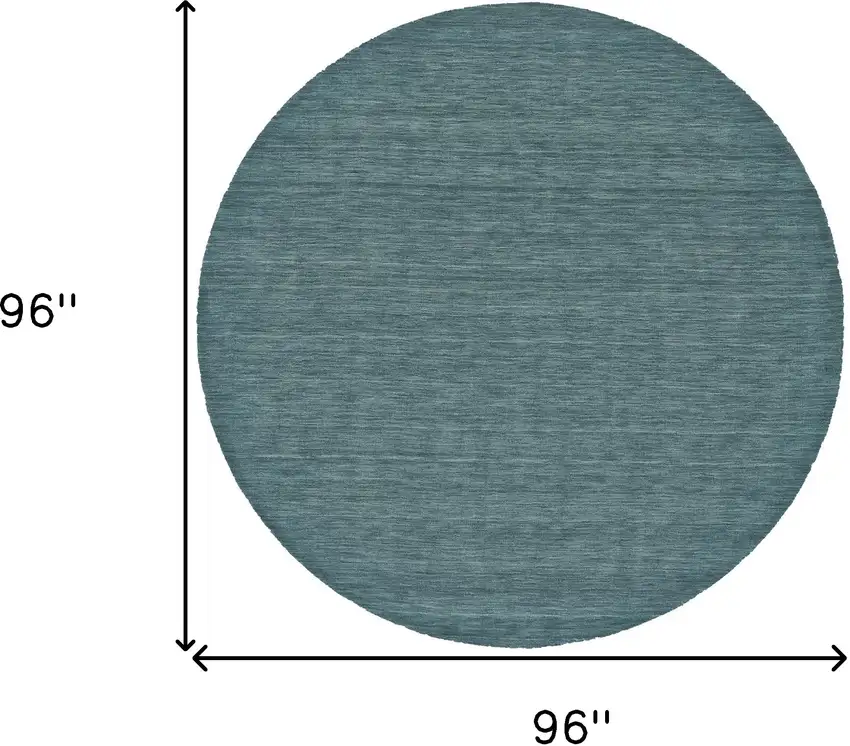 8' Blue And Green Round Wool Hand Woven Stain Resistant Area Rug Photo 8