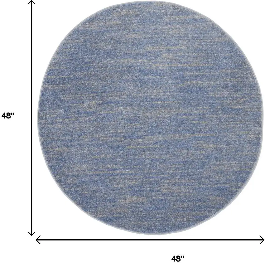 4' Blue And Gray Round Indoor Outdoor Area Rug Photo 7