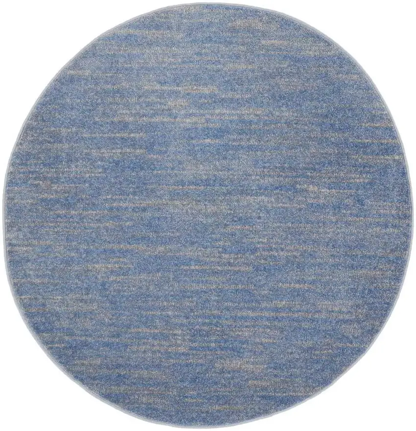 4' Blue And Grey Round Striped Non Skid Indoor Outdoor Area Rug Photo 3